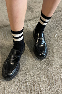 Le Bon Shoppe Her Varsity Black Socks - The Mercantile London