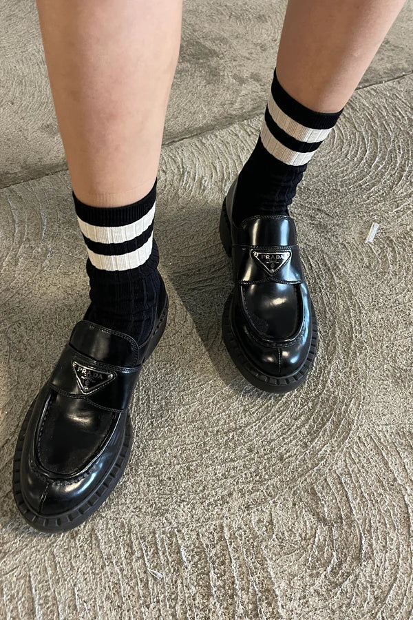 Le Bon Shoppe Her Varsity Black Socks - The Mercantile London