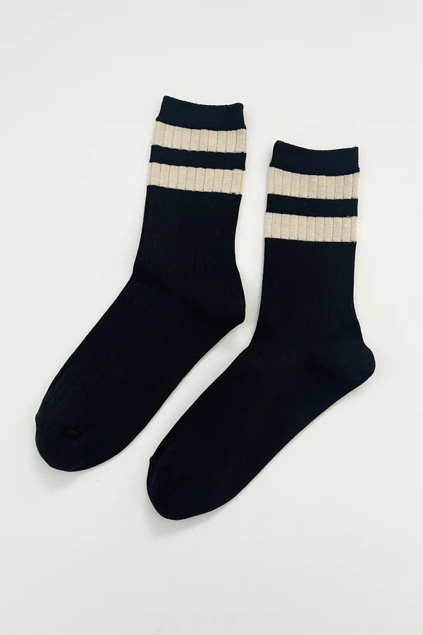 Le Bon Shoppe Her Varsity Black Socks - The Mercantile London