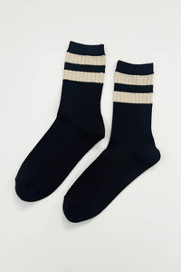 Le Bon Shoppe Her Varsity Black Socks - The Mercantile London