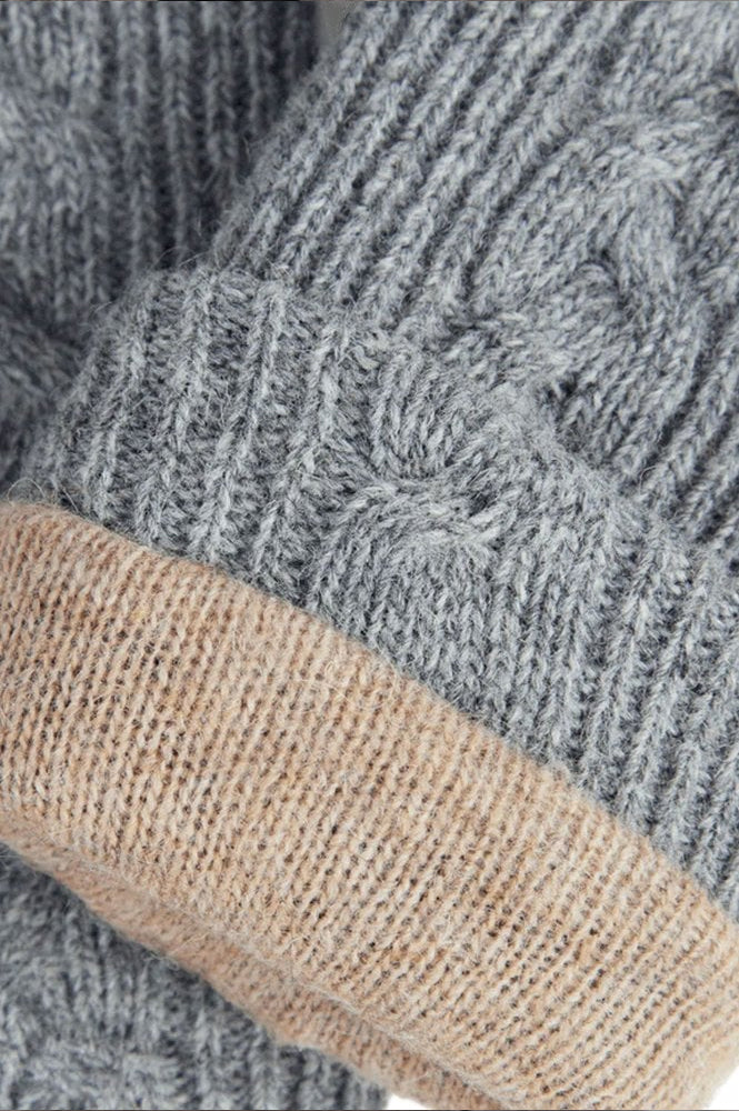 Markberg Helly Black & Grey Cable Knit Gloves - The Mercantile London