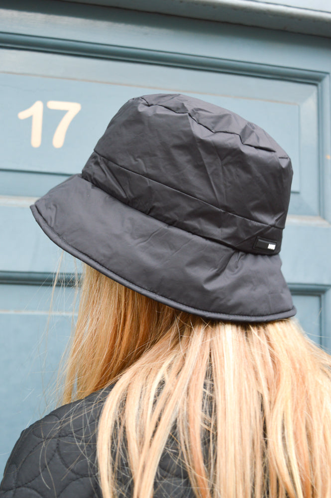 Rains Padded Nylon Black Bucket Hat - The Mercantile London