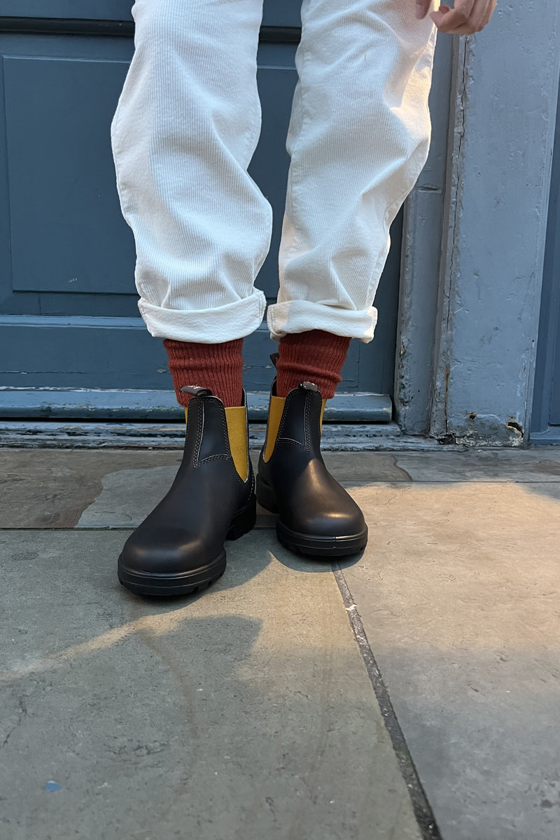 Blundstone 1919 Brown Leather with Mustard Elastic Boots - The Mercantile London