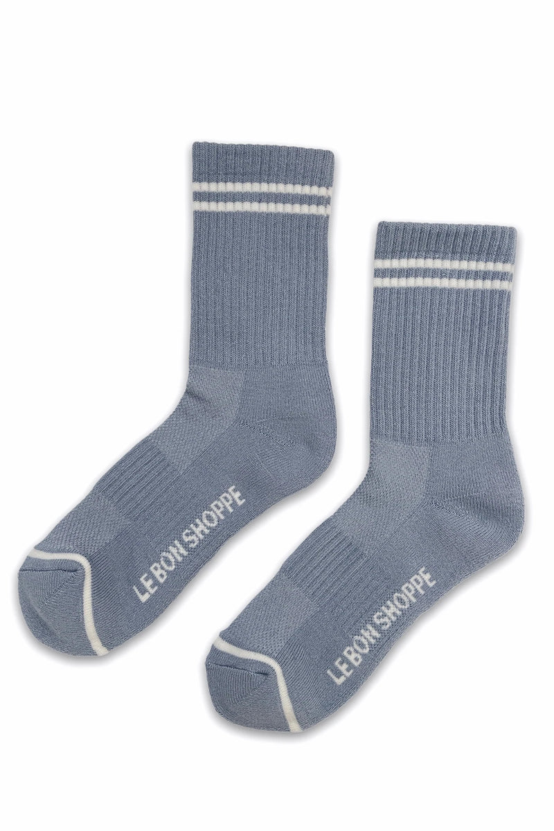 Le Bon Shoppe Boyfriend Blue Grey Socks - The Mercantile London