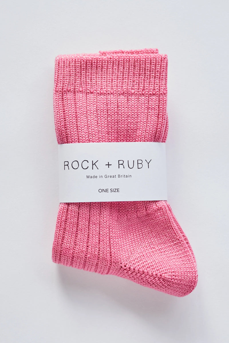ROCK + RUBY Betsy Flamingo Pink Wool Socks - The Mercantile London