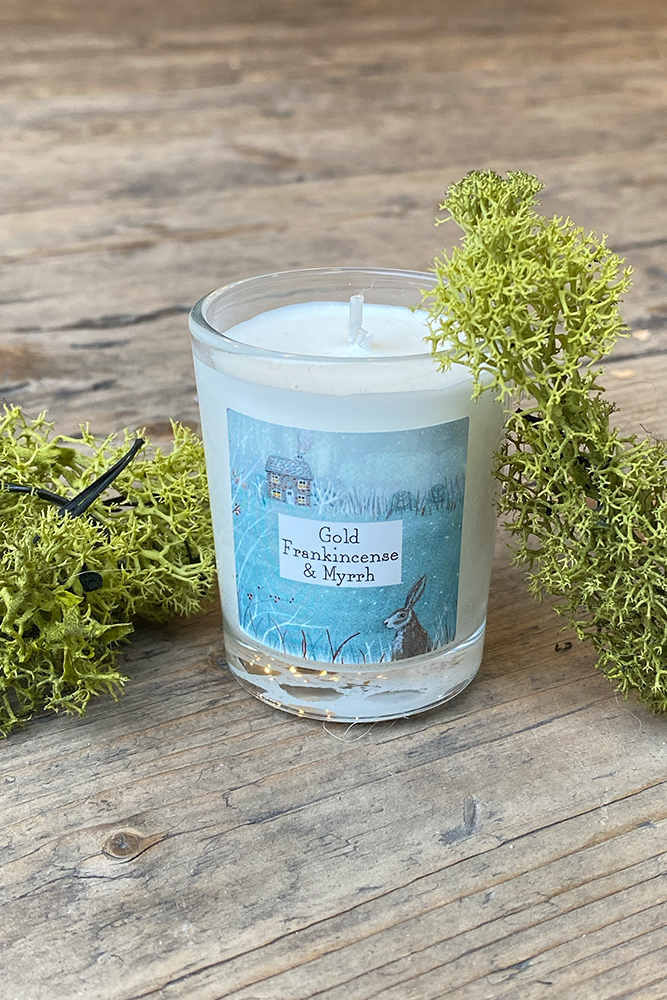 Gold, Frankincense & Myrrh Illustrated Box Candle - The Mercantile London