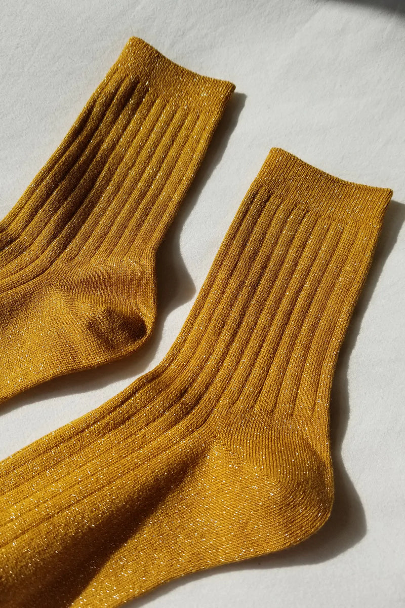 Le Bon Shoppe Her Mustard Glitter Socks - The Mercantile London