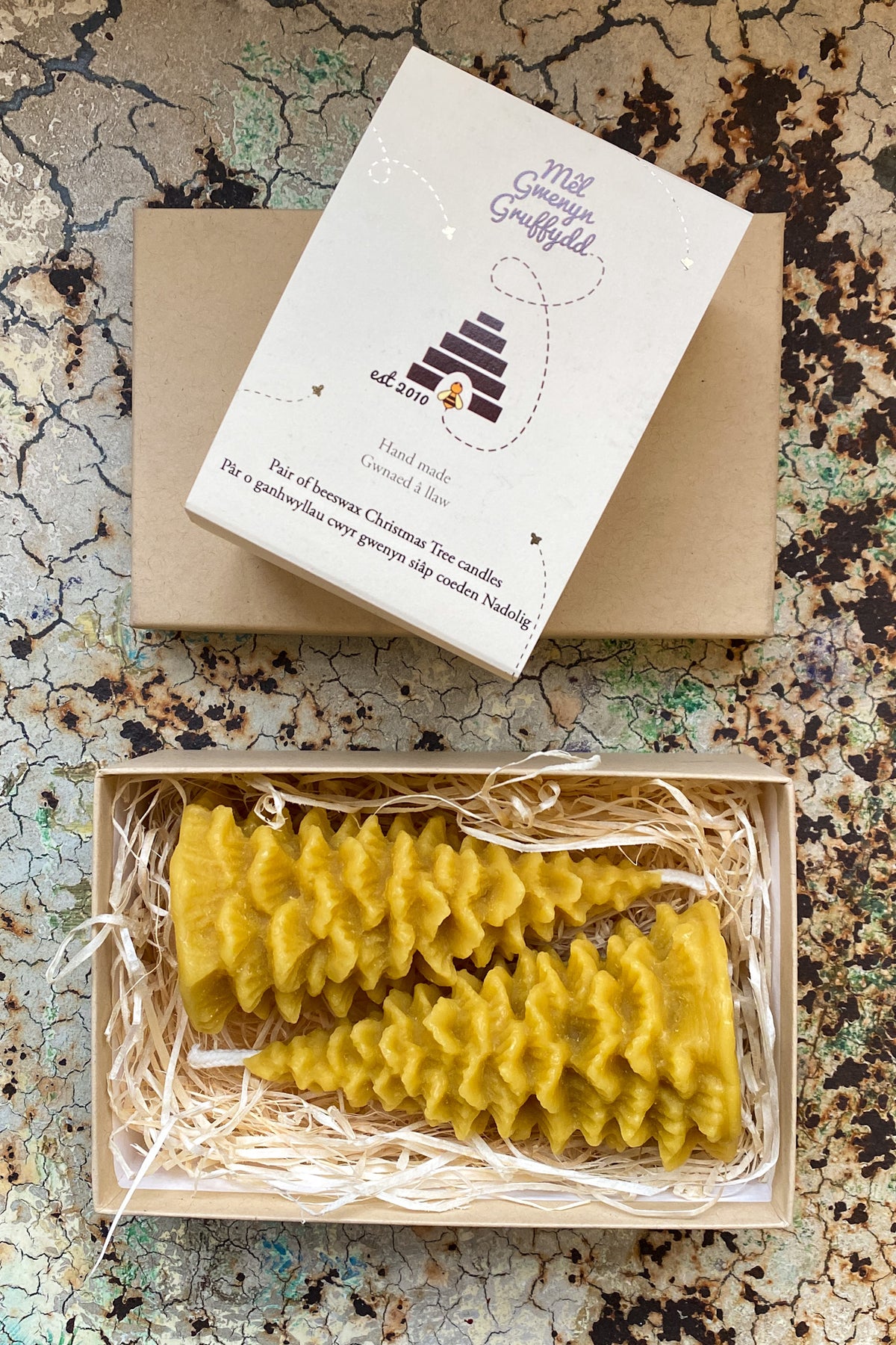 Gwenyn Gruffydd Welsh Beeswax Christmas Tree Candle Gift Set - The Mercantile London