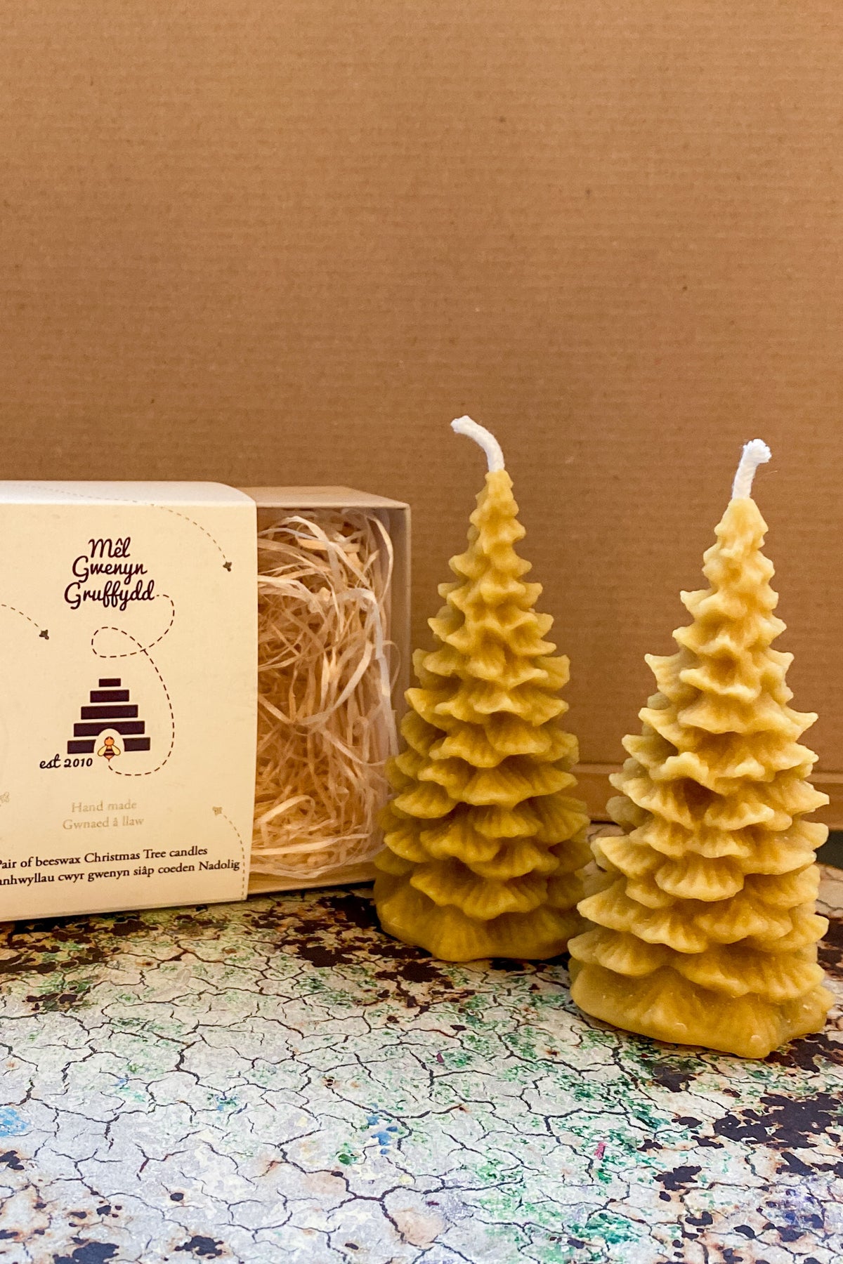 Gwenyn Gruffydd Welsh Beeswax Christmas Tree Candle Gift Set - The Mercantile London