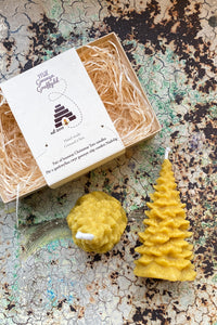 Gwenyn Gruffydd Welsh Beeswax Christmas Tree Candle Gift Set - The Mercantile London
