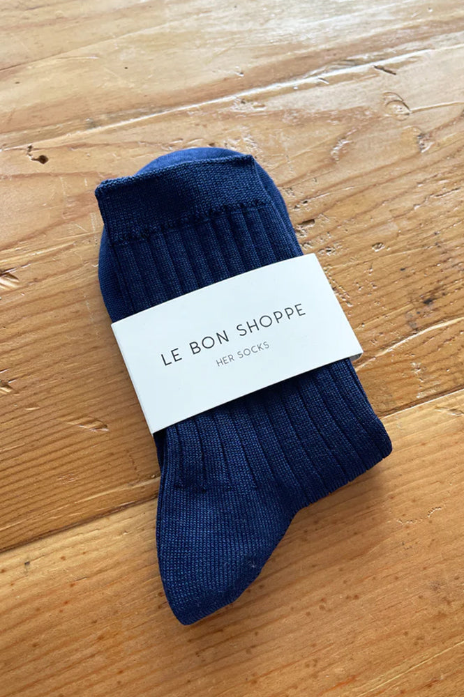 Le Bon Shoppe Her Cotton Rib Midnight Socks - The Mercantile London