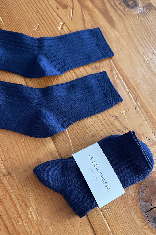 Le Bon Shoppe Her Cotton Rib Midnight Socks - The Mercantile London