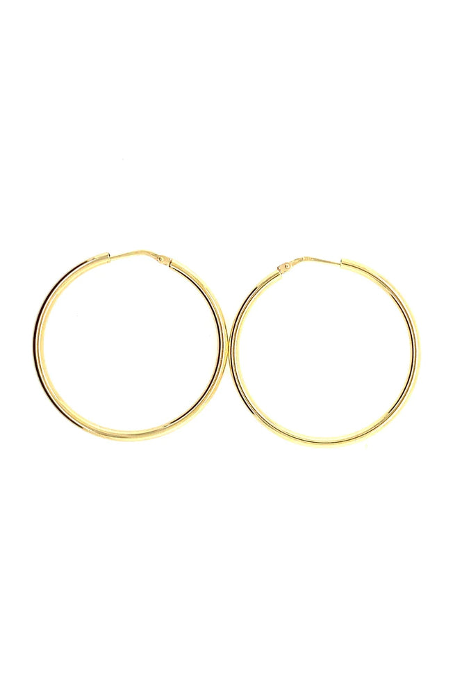 AW22 Medium Wire Gold Plate Hoops - The Mercantile London