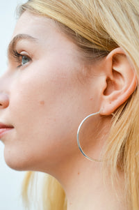 LBJ Plain 40mm Silver Hoop Earrings - The Mercantile London