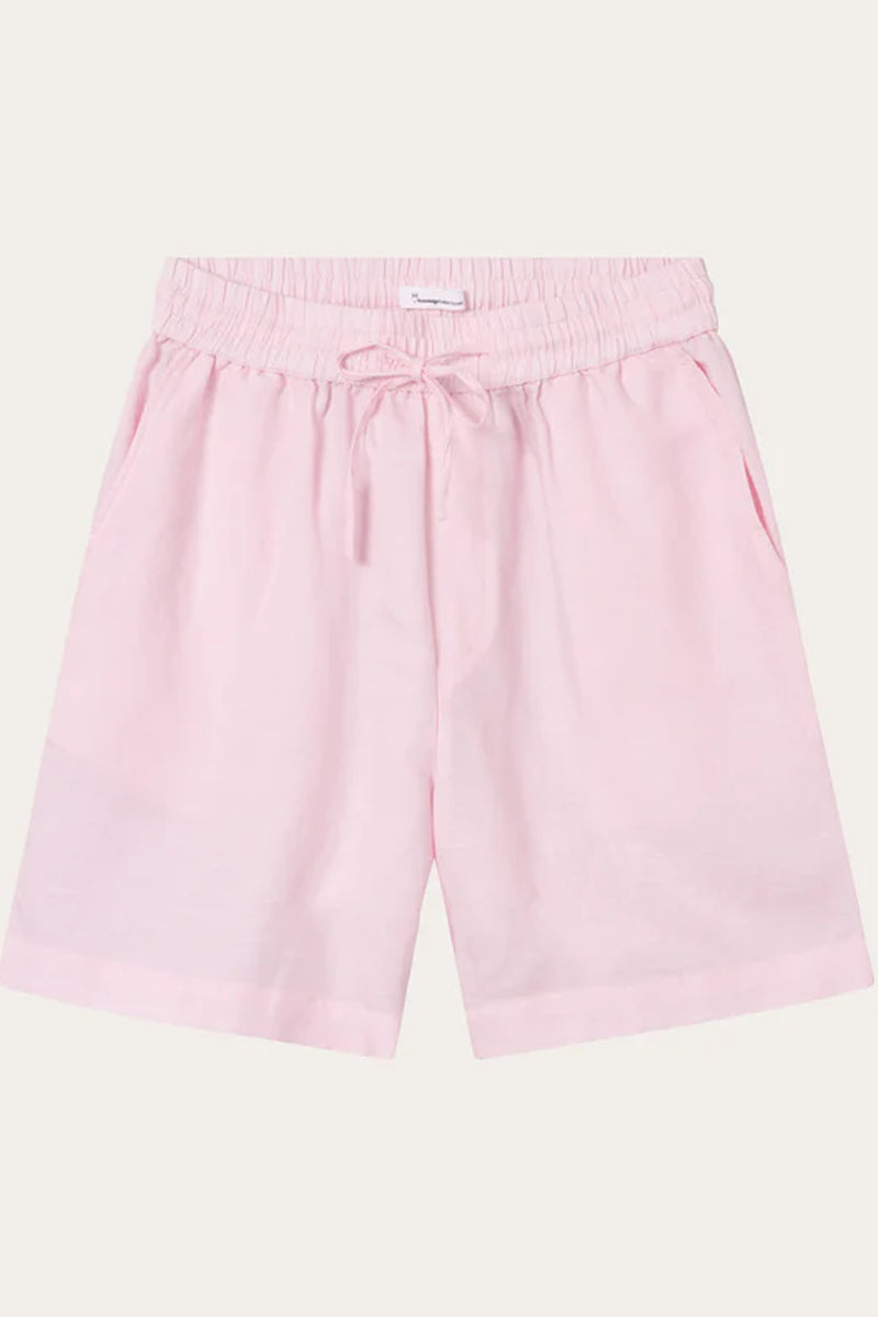 Knowledge Cotton Parfait Pink Linen Shorts - The Mercantile London