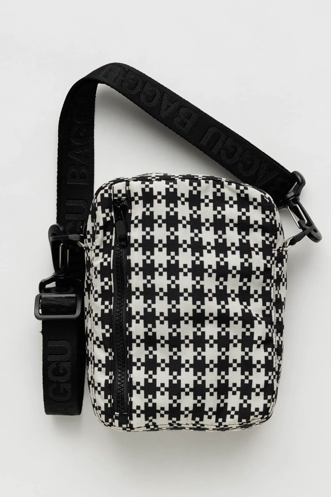 Baggu Black & White Pixel Gingham Sport Crossbody Bag - The Mercantile London