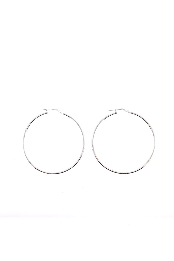 AW22 Plain 40mm Silver Hoop Earrings - The Mercantile London