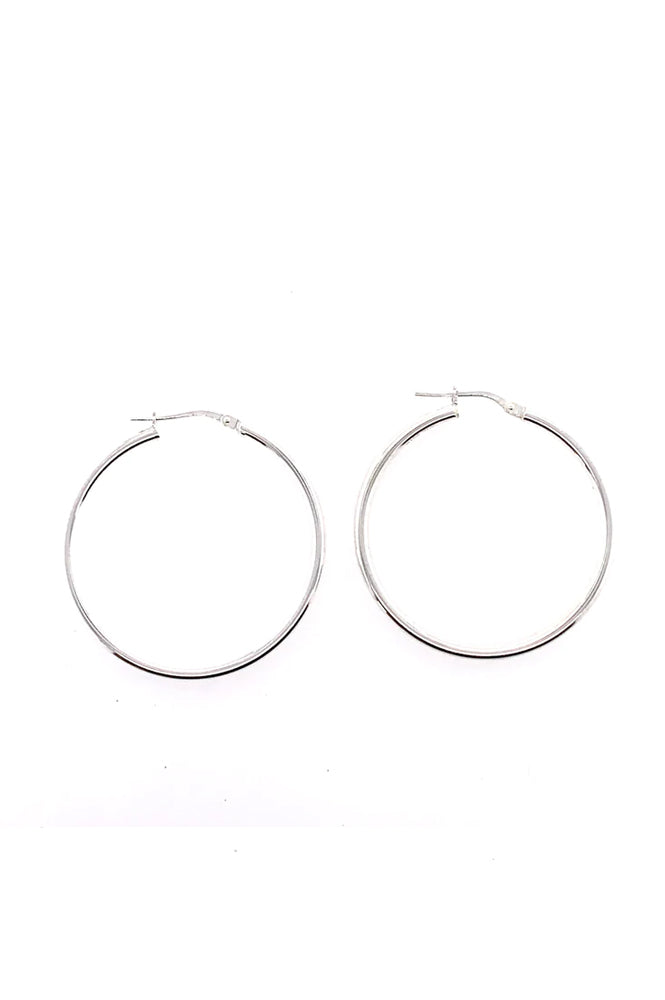 AW22 Plain 30mm Silver Hoop Earrings - The Mercantile London
