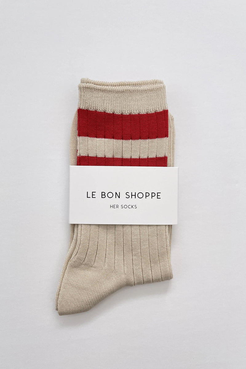 Le Bon Shoppe Her Varsity Red Socks - The Mercantile London