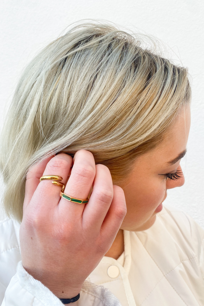White Curve Twist Gold Plate Ring - The Mercantile London
