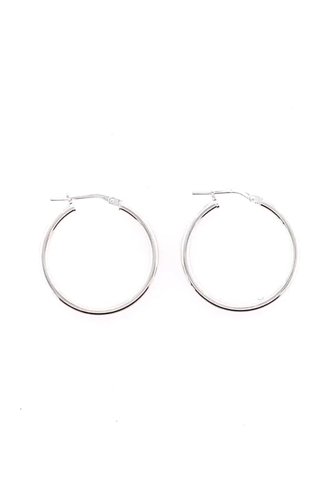 AW22 Plain 20mm Silver Hoop Earrings - The Mercantile London