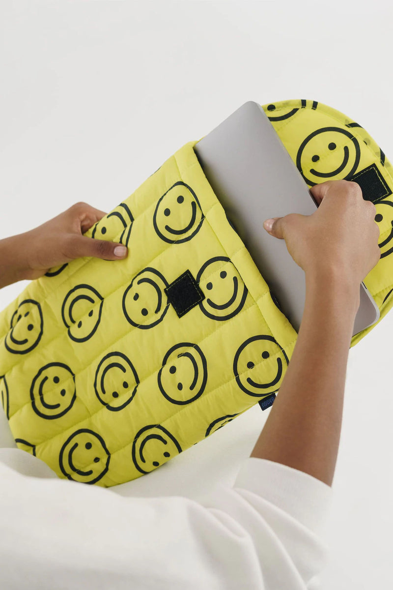 Baggu Puffy Yellow Happy Laptop Sleeve 13" - The Mercantile London