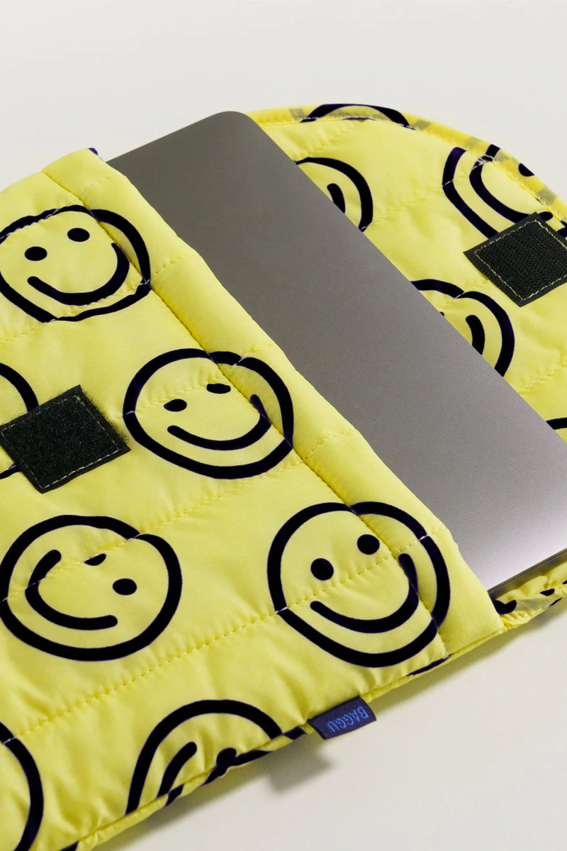Baggu Puffy Yellow Happy Laptop Sleeve 13" - The Mercantile London