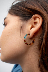 B.M.L Isla Resin Hoop Blue Earrings - The Mercantile London