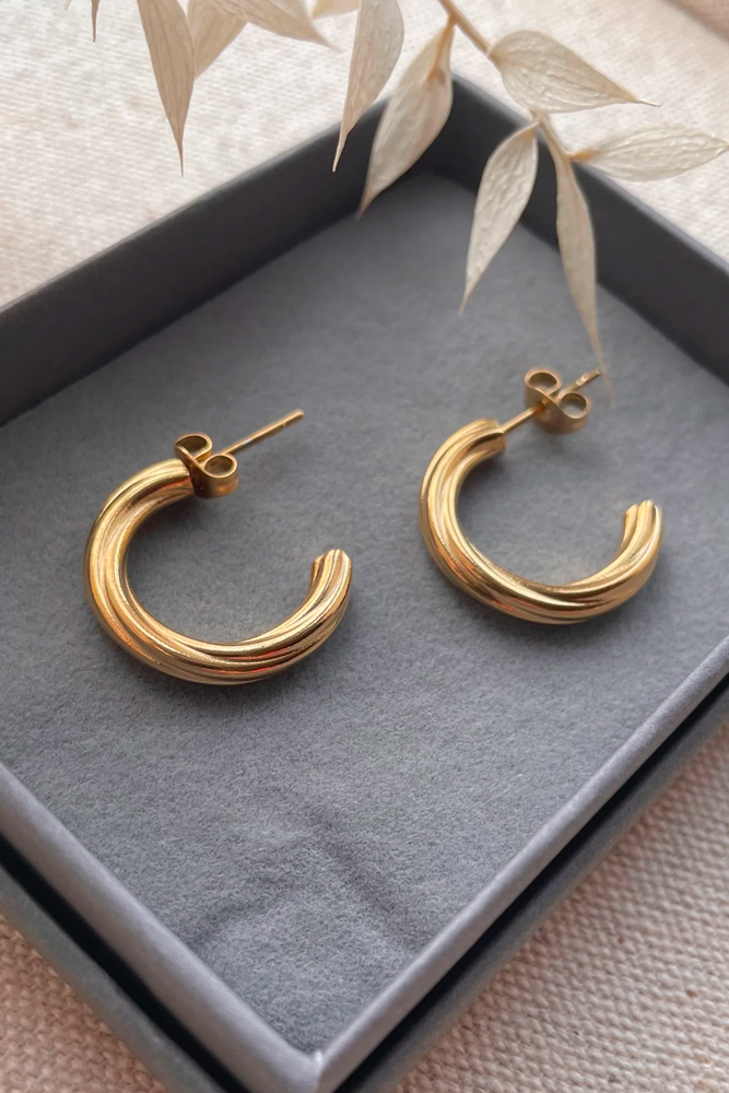 Gold Plated Twist Hoop Earrings - The Mercantile London