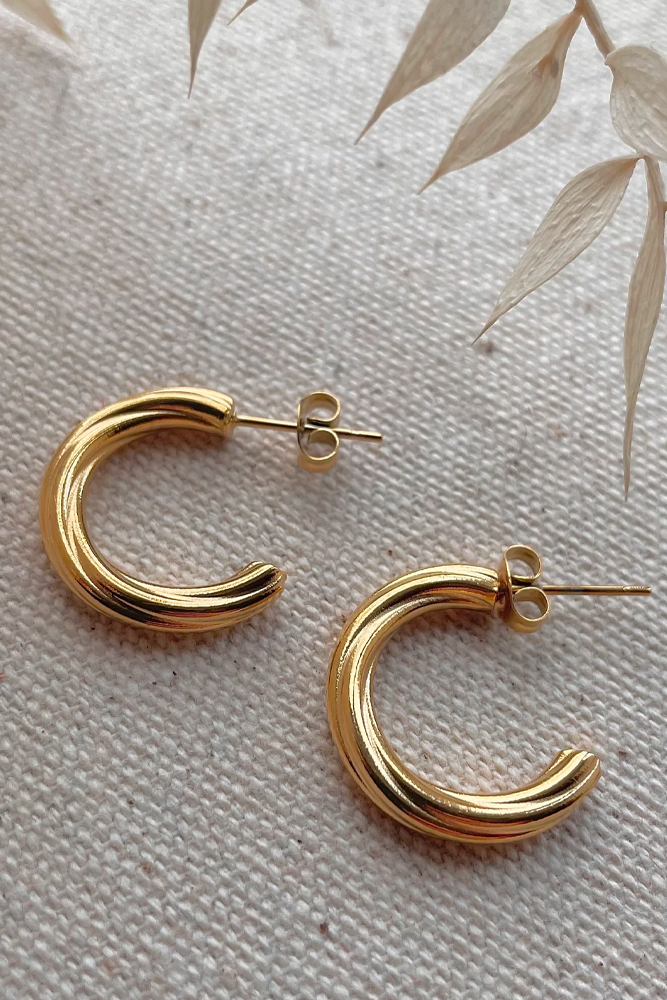 Gold Plated Twist Hoop Earrings - The Mercantile London