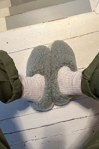 YOKO Wool Green Natural Slippers - The Mercantile London